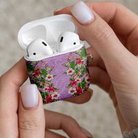Hawaii Tropical Flowers AirPods Case Lavender Polynesian Tattoo Art