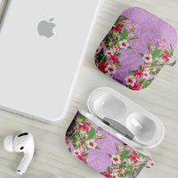 Hawaii Tropical Flowers AirPods Case Lavender Polynesian Tattoo Art