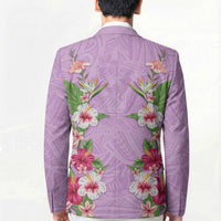 Hawaii Tropical Flowers Blazer Lavender Polynesian Tattoo Art LT05 - Polynesian Pride