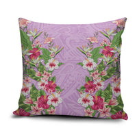 Hawaii Tropical Flowers Pillow Cover Lavender Polynesian Tattoo Art