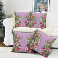 Hawaii Tropical Flowers Pillow Cover Lavender Polynesian Tattoo Art