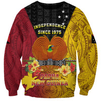 Personalized Papua New Guinea Independence Day Sweatshirt Bird Of Paradise With Polynesian Pattern LT05 Unisex Yellow - Polynesian Pride