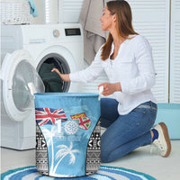 Fiji Day 2026 Laundry Basket Masi Tapa Pattern With Palm Tree