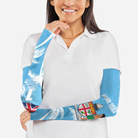 Personalised Fiji Day 2026 Arm Sleeves Masi Tapa Pattern With Palm Tree