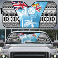 Fiji Day 2026 Auto Sun Shade Masi Tapa Pattern With Palm Tree