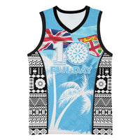 Personalised Fiji Day 2026 Basketball Jersey Masi Tapa Pattern With Palm Tree