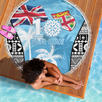 Fiji Day 2026 Beach Blanket Masi Tapa Pattern With Palm Tree