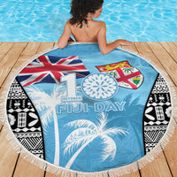 Fiji Day 2026 Beach Blanket Masi Tapa Pattern With Palm Tree