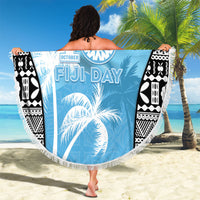 Fiji Day 2026 Beach Blanket Masi Tapa Pattern With Palm Tree