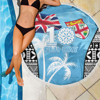 Fiji Day 2026 Beach Blanket Masi Tapa Pattern With Palm Tree
