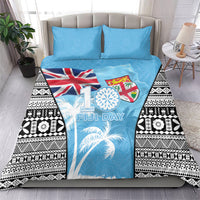 Fiji Day 2026 Bedding Set Masi Tapa Pattern With Palm Tree