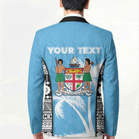 Personalised Fiji Day 2026 Blazer Masi Tapa Pattern With Palm Tree