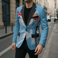 Personalised Fiji Day 2026 Blazer Masi Tapa Pattern With Palm Tree