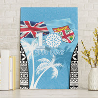 Fiji Day 2026 Canvas Wall Art Masi Tapa Pattern With Palm Tree