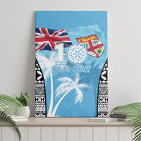 Fiji Day 2026 Canvas Wall Art Masi Tapa Pattern With Palm Tree