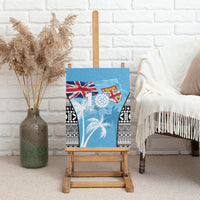 Fiji Day 2026 Canvas Wall Art Masi Tapa Pattern With Palm Tree