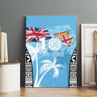Fiji Day 2026 Canvas Wall Art Masi Tapa Pattern With Palm Tree
