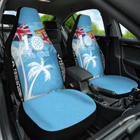 Fiji Day 2026 Car Seat Cover Masi Tapa Pattern With Palm Tree
