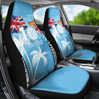 Fiji Day 2026 Car Seat Cover Masi Tapa Pattern With Palm Tree