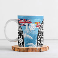 Personalised Fiji Day 2026 Ceramic Mug Masi Tapa Pattern With Palm Tree