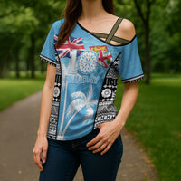 Personalised Fiji Day 2026 Cross Shoulder Shirt Masi Tapa Pattern With Palm Tree