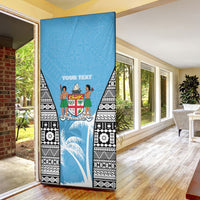 Personalised Fiji Day 2026 Door Cover Masi Tapa Pattern With Palm Tree