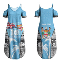 Personalised Fiji Day 2026 Family Matching Summer Maxi Dress and Hawaiian Shirt Masi Tapa Pattern With Palm Tree