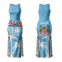 Personalised Fiji Day 2026 Family Matching Tank Maxi Dress and Hawaiian Shirt Masi Tapa Pattern With Palm Tree