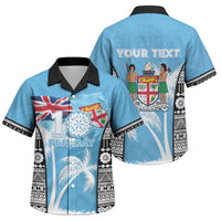 Personalised Fiji Day 2026 Family Matching Tank Maxi Dress and Hawaiian Shirt Masi Tapa Pattern With Palm Tree