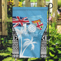 Fiji Day 2026 Garden Flag Masi Tapa Pattern With Palm Tree