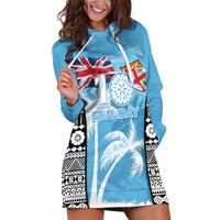 Personalised Fiji Day 2026 Hoodie Dress Masi Tapa Pattern With Palm Tree