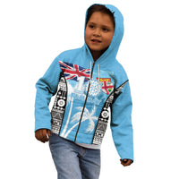Personalised Fiji Day 2026 Kid Hoodie Masi Tapa Pattern With Palm Tree