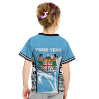 Personalised Fiji Day 2026 Kid T Shirt Masi Tapa Pattern With Palm Tree