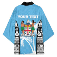 Personalised Fiji Day 2026 Kimono Masi Tapa Pattern With Palm Tree