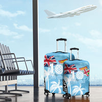 Fiji Day 2026 Luggage Cover Masi Tapa Pattern With Palm Tree