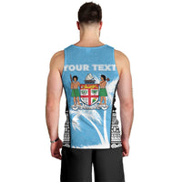 Personalised Fiji Day 2026 Men Tank Top Masi Tapa Pattern With Palm Tree