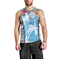 Personalised Fiji Day 2026 Men Tank Top Masi Tapa Pattern With Palm Tree