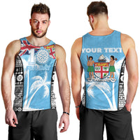 Personalised Fiji Day 2026 Men Tank Top Masi Tapa Pattern With Palm Tree