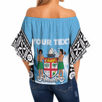 Personalised Fiji Day 2026 Off Shoulder Wrap Waist Top Masi Tapa Pattern With Palm Tree