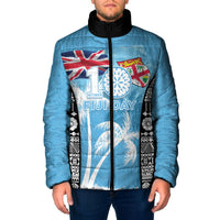 Personalised Fiji Day 2026 Padded Jacket Masi Tapa Pattern With Palm Tree