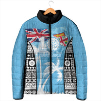 Personalised Fiji Day 2026 Padded Jacket Masi Tapa Pattern With Palm Tree
