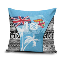 Fiji Day 2026 Pillow Cover Masi Tapa Pattern With Palm Tree