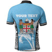 Personalised Fiji Day 2026 Polo Shirt Masi Tapa Pattern With Palm Tree