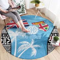Fiji Day 2026 Round Carpet Masi Tapa Pattern With Palm Tree