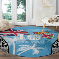 Fiji Day 2026 Round Carpet Masi Tapa Pattern With Palm Tree
