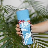 Personalised Fiji Day 2026 Skinny Tumbler Masi Tapa Pattern With Palm Tree