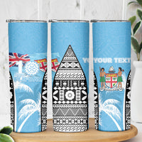 Personalised Fiji Day 2026 Skinny Tumbler Masi Tapa Pattern With Palm Tree
