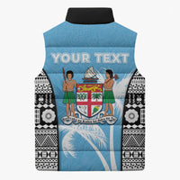 Personalised Fiji Day 2026 Sleeveless Puffer Jacket Masi Tapa Pattern With Palm Tree