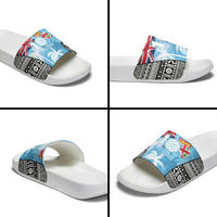 Fiji Day 2026 Slide Sandals Masi Tapa Pattern With Palm Tree