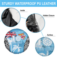 Fiji Day 2026 Spare Tire Cover Masi Tapa Pattern With Palm Tree